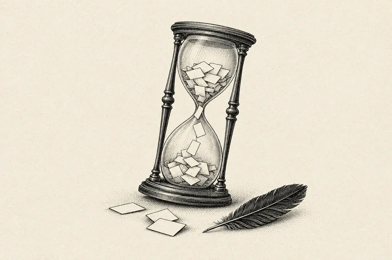 An engraved hourglass representing the gaps between observations.